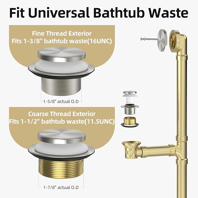 Brushed Nickel Tub Drain Kit - Image 4