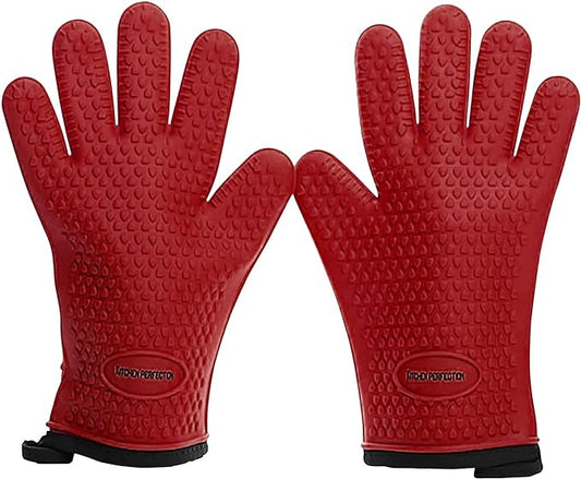 KITCHEN PERFECTION XL Silicone Smoker Oven Gloves-Extreme Heat Resistant BBQ by Kitchenperfection