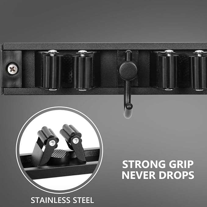 YA MI Mop holder, broom holder, stainless steel wall hanging tool storage device - Image 3