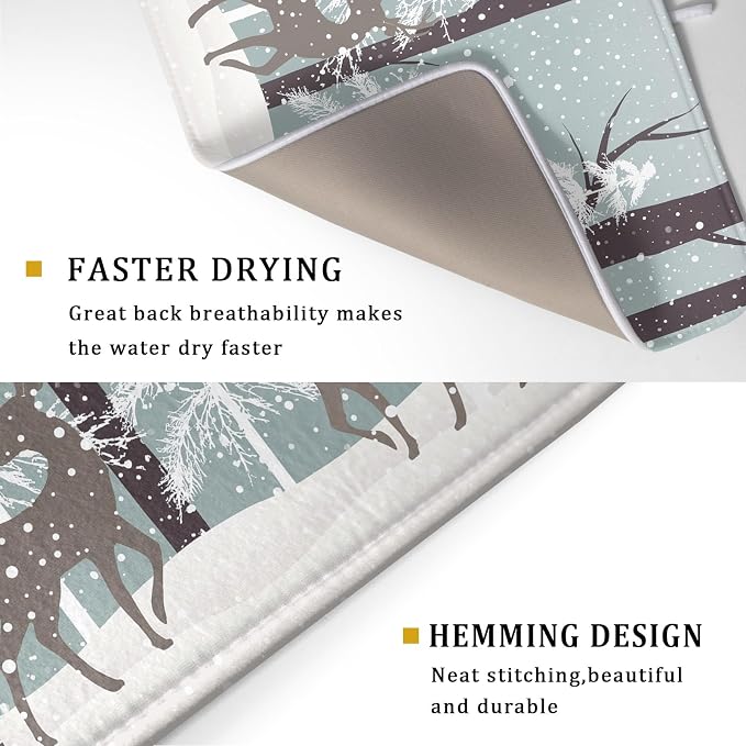 Winter Wildlife Deer Dish Drying Mat - Image 3