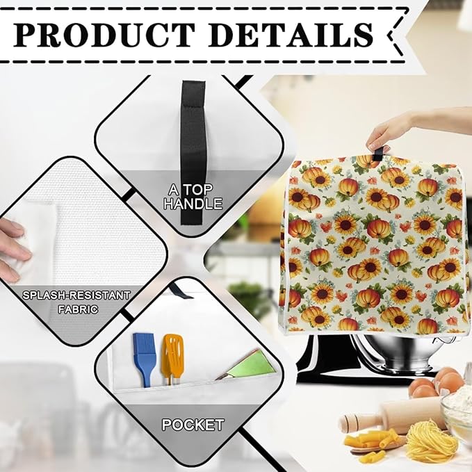 Sunflower Mixer Cover for Kitchen Aid 6-8 Qt Mixer Small Appliance Dust Covers Universal for Air Fryers, Coffee Makers, Fall Decoration for Home Gift for Friends