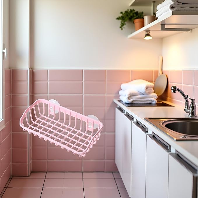 Pink Multifunctional Drain Rack, Hanging Storage Rack Drain Rack Sink Shelf - Image 5