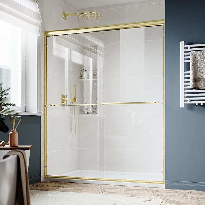 SUNNY SHOWER Double Sliding Glass Door 60" W x 72" H Shower Door 1/4" Tempered by SUNNYSHOWER