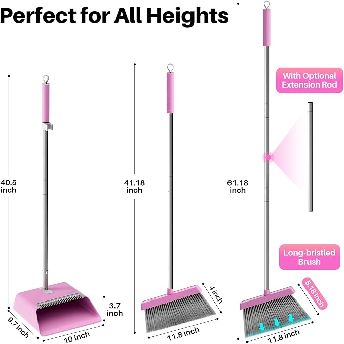JOYMOOP Pink Broom and Dustpan Set - Image 4