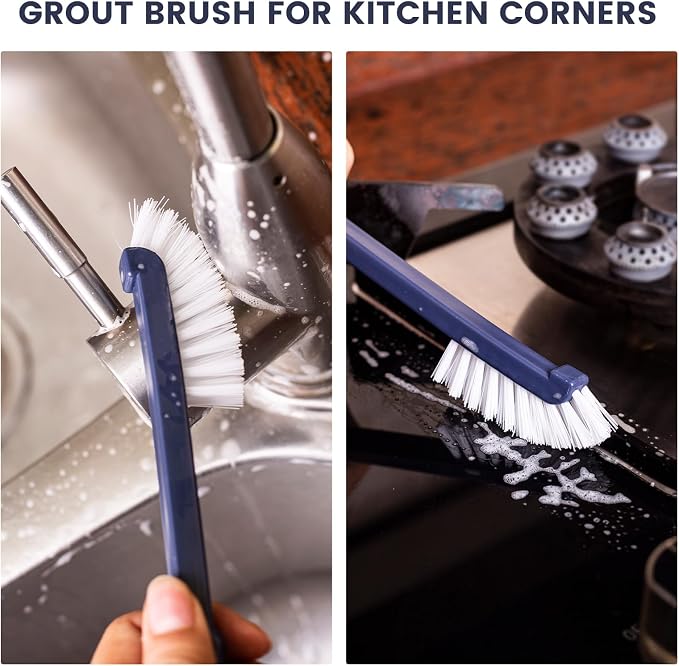 Dish Brush with Handle, 2 Pack Dish Scrub Brush with Built-in Scraper and 2 - Image 6