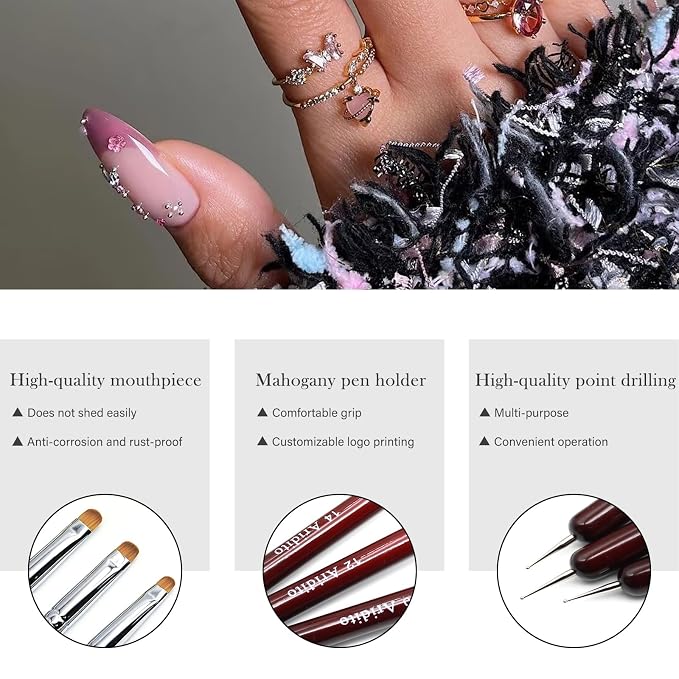 4Pcs Professional Acrylic French Manicure Clean-Up Brushes & Dotting Pens - Image 6