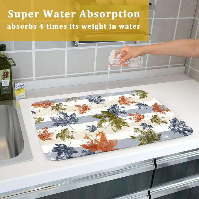 Autumn Colorful Maple Leaves Dish Drying Mat - Image 7