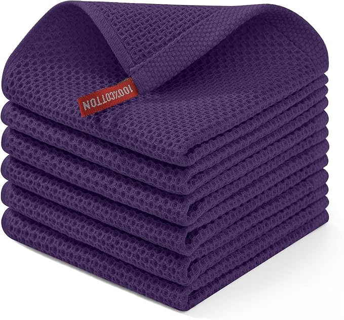 Homaxy 100% Cotton Waffle Weave Kitchen Dish Cloths, Ultra Soft Absorbent Quick by Homaxy