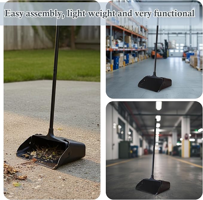 Pivoting Upright Dust Pan with Long Handle and Wheels, Large Capacity, Heavy - Image 7