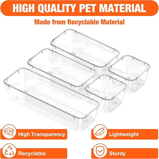 ValueMax 9 PCS Clear Plastic Drawer Organizers Set - Image 2