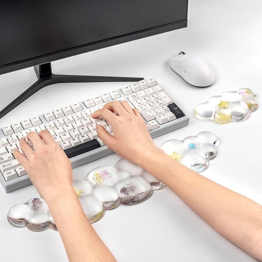 Gel Keyboard and Mouse Wrist Rest Set – Cute Clear Cloud Wrist Rest - Image 2