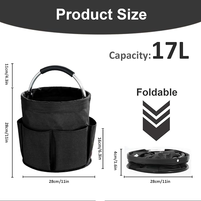 17L Cleaning Caddy with Handle, Cleaning Supplies Organizer, Foldable Storage - Image 4