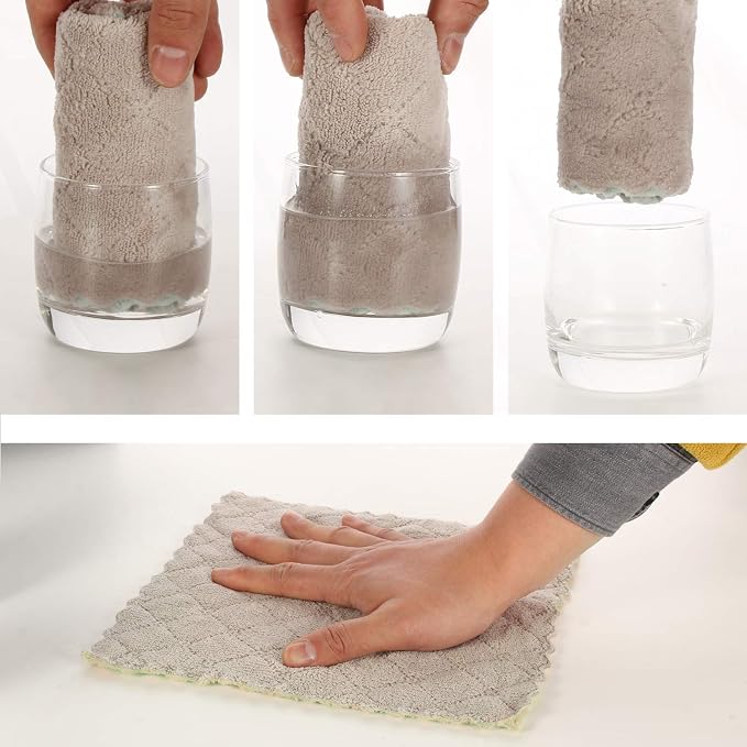 kimteny Cleaning Cloths Kitchen Towels Microfiber Washcloths Lint Free Dish - Image 3