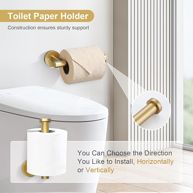 TQKAG 5 Piece Bathroom Accessories Set Brushed Gold Bathroom Hardware Set 23.6 - Image 4