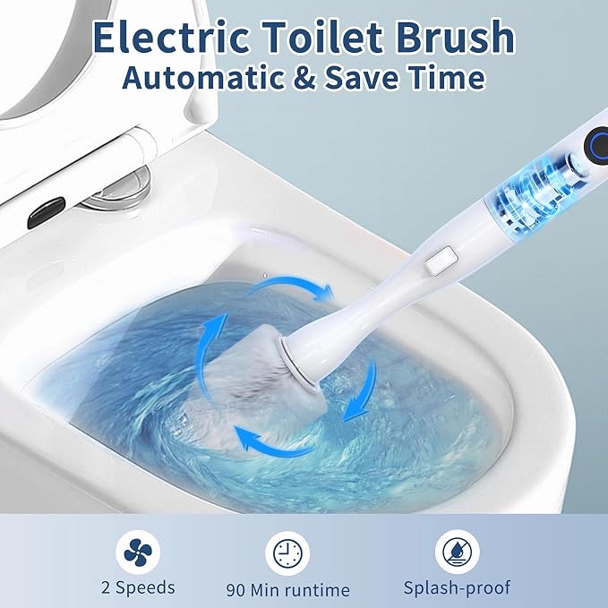 Electric Toilet Brush, HKFIF Toilet Brush and Holder Set, 360 Degree Powerful - Image 2