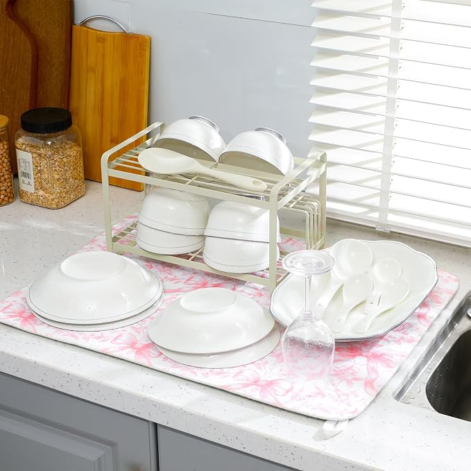 2 Pcs Large Coquette Pink Bow Dish Drying Mat Large - Image 3