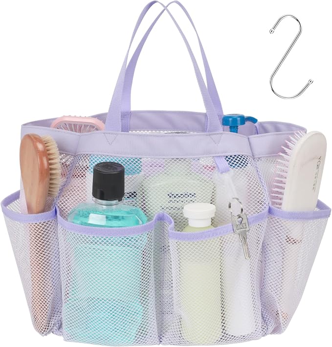 F-color Mesh Shower Caddy Portable, Upgrade Deeper 7 Pockets Shower Bag Basket - Image 7