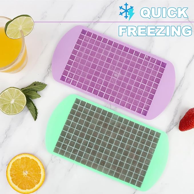 Silicone Mini Ice Cube Trays 2 Pack, 160 Crushed Ice Cube Molds, Easy Release - Image 7