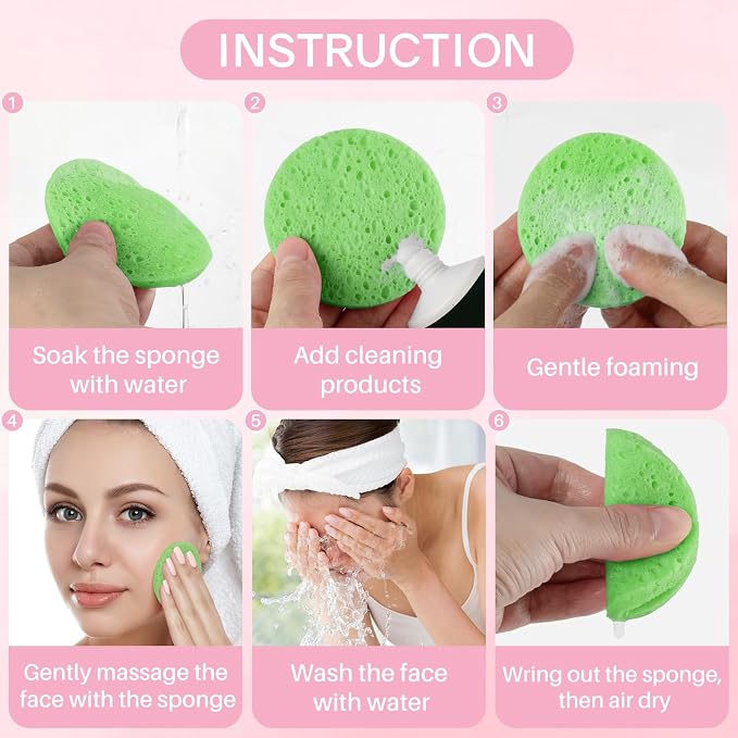 50-Count Compressed Facial Sponges, 100% Natural Cellulose Cosmetic Make Up - Image 3