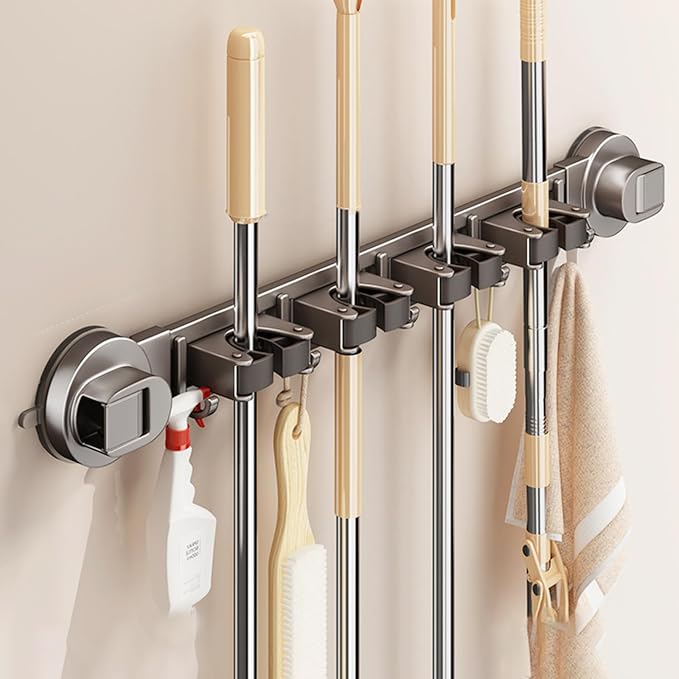 Wall-mounted Mop Holder for Bathrooms, Storage Rack Suitable for Bathrooms by Unknown