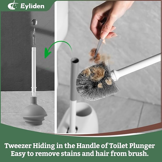 Eyliden Toilet Plunger & Brush Set, Upgrade 3-Step Suction Cup - Image 7