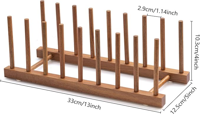 HBlife 4pcs Acacia Wooden Dish Dying Rack Pot Lid Plate Organizer Holder - Image 2