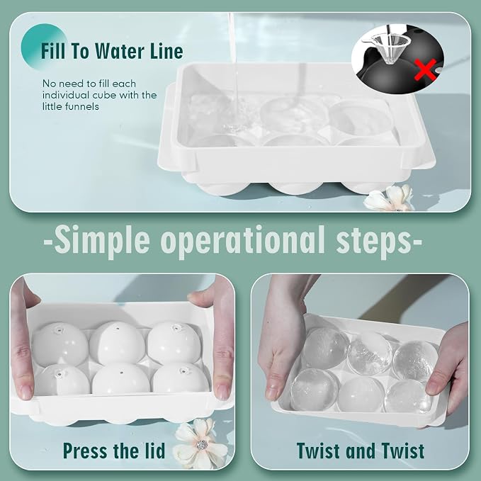 WIBIMEN Large Ice Cube Molds, Big Round Whiskey Ice Cube Trays - Image 3
