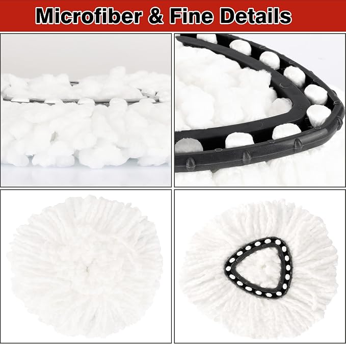 3 Pack White Spin Mop Replacement Heads, Mop Head Replacement 100% Microfiber - Image 3