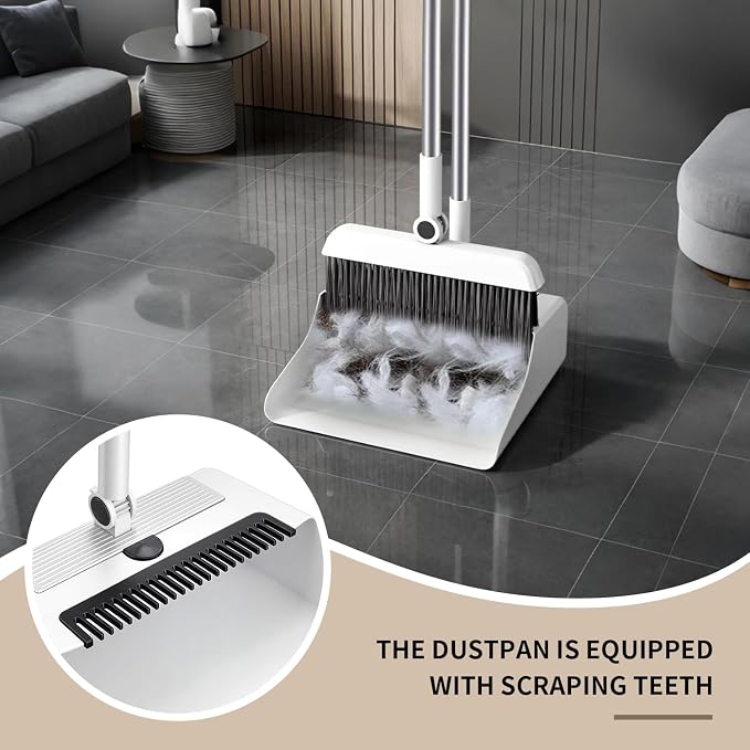 Upgrade 3-in-1 Standing Broom and Dustpan Cleaning Set, Long Handle Soft Bristle - Image 5
