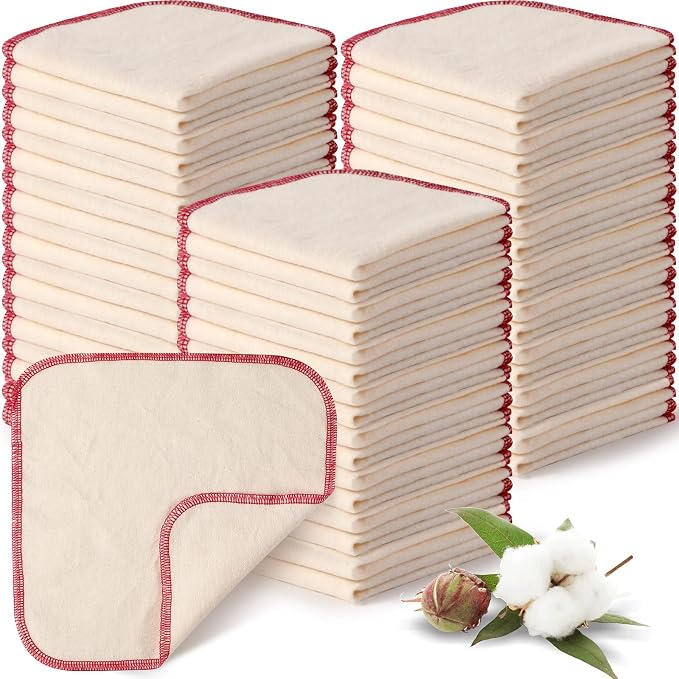 meekoo 45 Pcs Unbleached Flannel Cloth Baby Wipes Reusable Baby Diapers Wipes 8 by meekoo