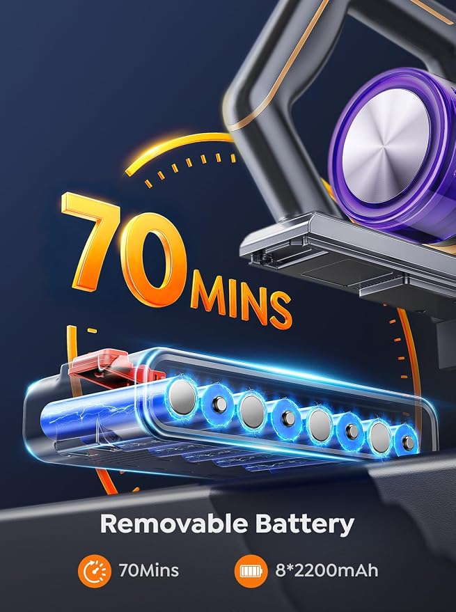 Cordless Vacuum Cleaner, 650W 55KPA 70 Mins Vacuum Cleaners - Image 3