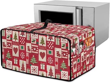 Christmas Decor Air Fryer Toaster Oven Dust Cover Washable Convection Oven Cover Stylish Kitchen Appliance Protector Decorations Countertop Accessories, L, Christmas Patchwork Print