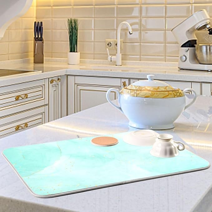 Turquoise Marble Dish Drying Mat - Image 6