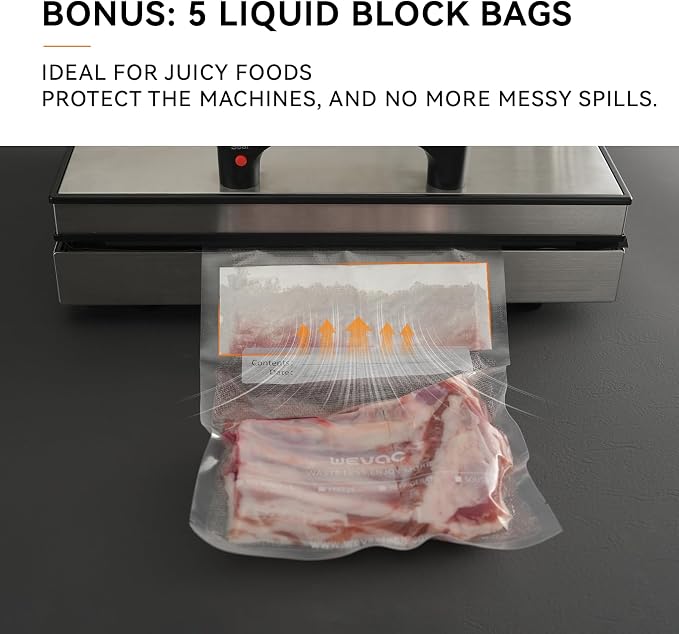 Wevac Vacuum Sealer Bags, 150 Gallon 11" x 16", and Quart 8" x 12" and Pint 6" - Image 5