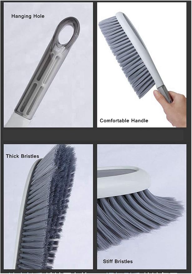 Hand Broom, 14 inch Large Counter Duster, Slightly Stiff Plastic Bristle Brush - Image 4