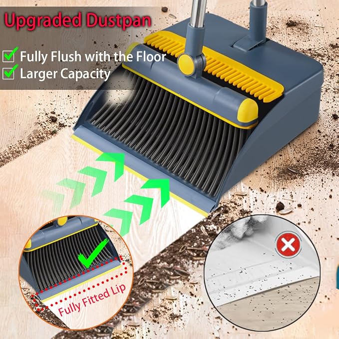 Broom and Dustpan Set for Home, Long Handle Dust Pan and Broom Combo for Indoor - Image 6