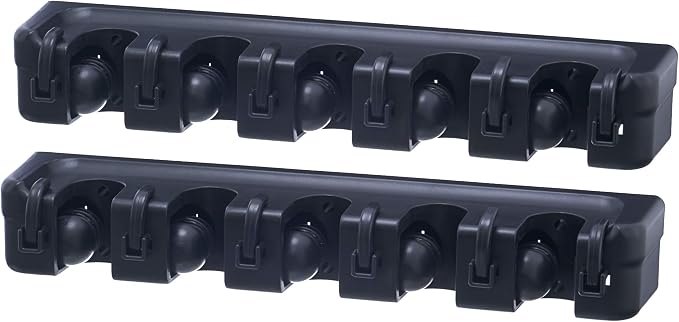 Superio Mop and Broom Holder 2 Pack Wall Mount Black Cleaning Tools Wall by Superio