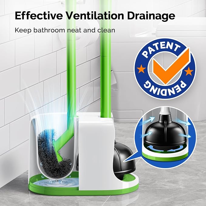 HAMITOR Toilet Plunger Bowl Brush Combo：Heavy Duty Rubber - Image 5