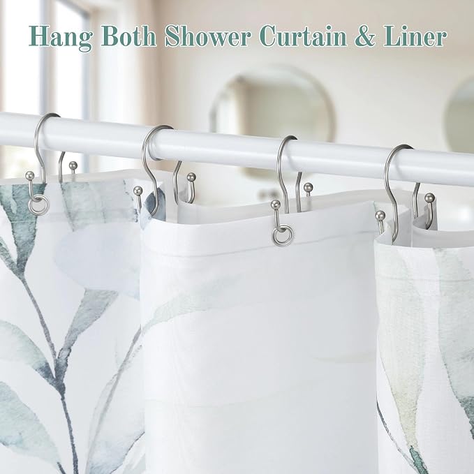 Goowin Shower Curtain Hooks, Stainless Steel Shower Curtain Hangers, Metal - Image 6