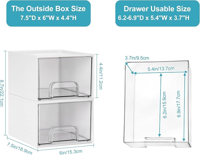 Vtopmart 4Pack Small Stackable Storage Drawer, Bathroom Makeup Organizer - Image 3