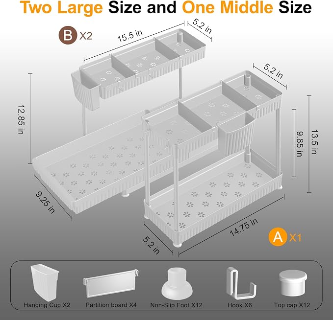3 Pack Multi-Purpose Under Sink Organizers and Storage, 2026 L-Shaped Pull Out - Image 5