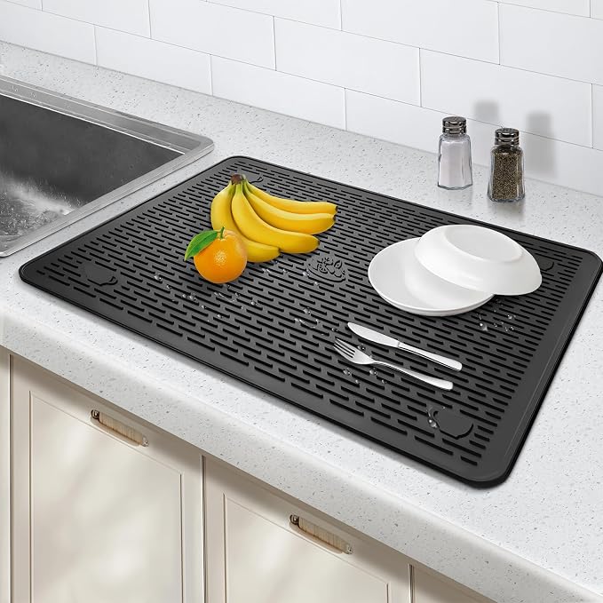 28"X20" Dish Drying Mat, Silicone Drying Mat by Puliyunxiang