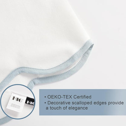 HIG Off White Chic Queen Bed Skirt - Easy Fit Scallop Edge Pleated Bedskirts, 14 Inch Drop Anti-Slip Dust Ruffle, Thick Fabric for Enhanced Privacy, Pre-Washed for Long-Lasting Use(N60022)