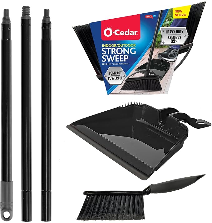O-Cedar Indoor & Outdoor Strong Sweep Broom & Brush Bundle | Heavy Duty - Image 9