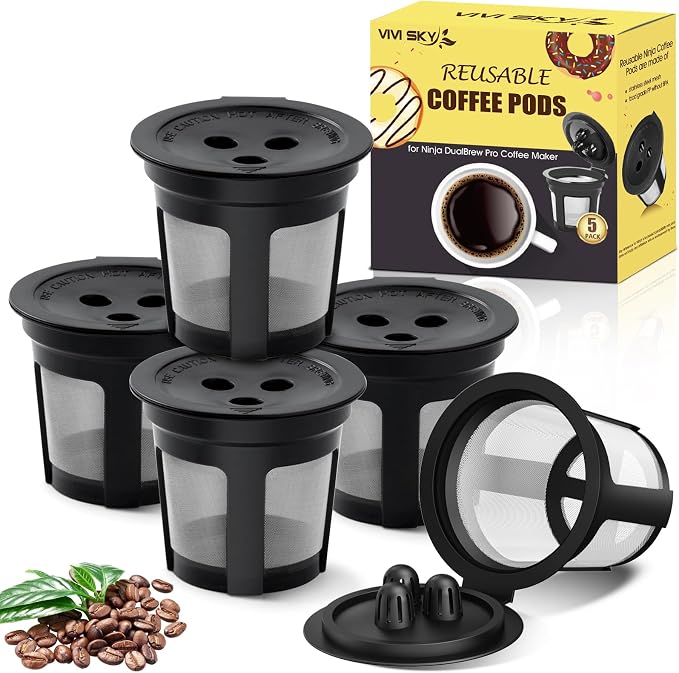 5 Pack Ninja Reusable Coffee Pods: Reusable K Cups by VIVISKY