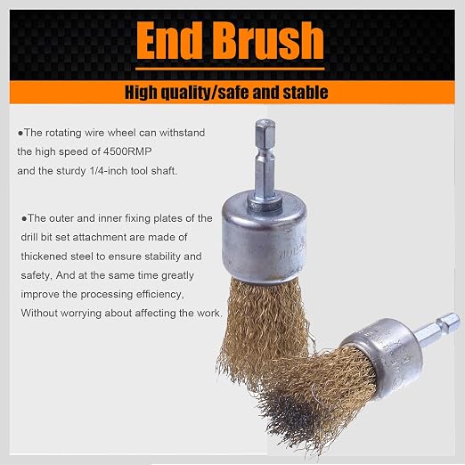 Wire Brush for Drill, 1/4 Inch Hex Shank, Drill Wire Brush for Cleaning Rust - Image 5