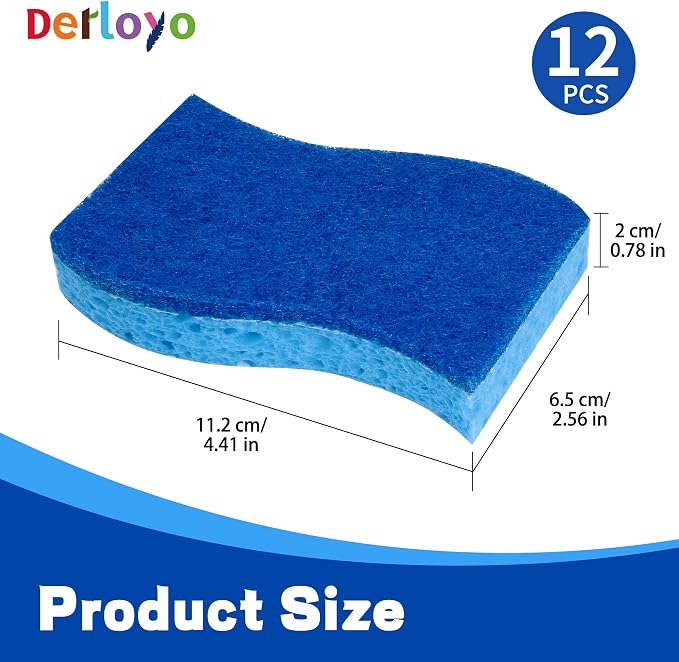 12 Count Non-Scratch Dish Sponges Kitchen, Long Lasting Cleaning Sponges - Image 2