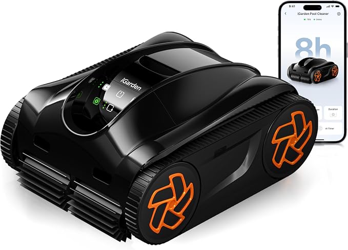 iGarden Pool Cleaner K80, 8H Runtime, Robotic Cordless Pool Vacuum, Smart by iGarden