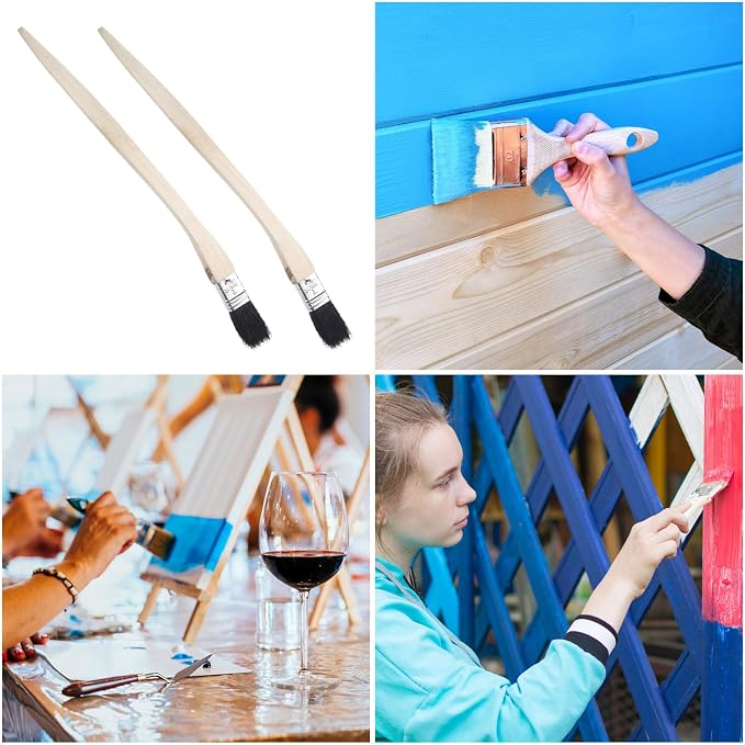 uxcell 2pcs Bent Radiator Paint Brush 1" Width Curved Wall Paint Soft Bristle - Image 6