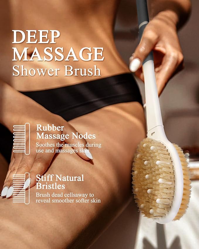 Shower Brush for Massage Dry Brushing: Back Scrubber for Shower - Image 2